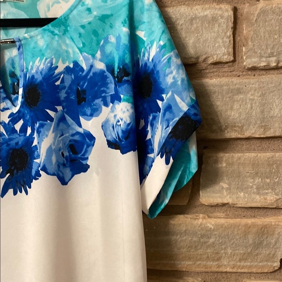 Calvin Klein Womens Floral Print Short Sleeves blouse Size XL - Picture 7 of 11